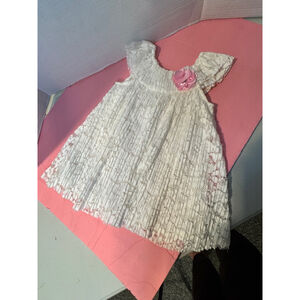 Baby Girl Nannette Dress Size 18M White Lace with Pink Flower